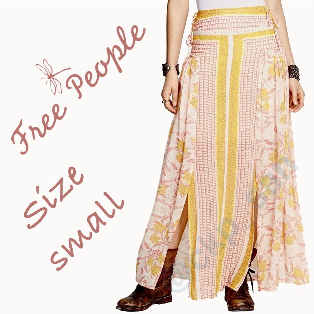 Rare Free People Squared Off Convertible Printed Maxi Skirt & Dress Sz S
